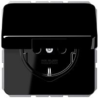 Розетка с заземлением без рамки Jung CD500 1-м. крышка шторки для IP44 черный картинка